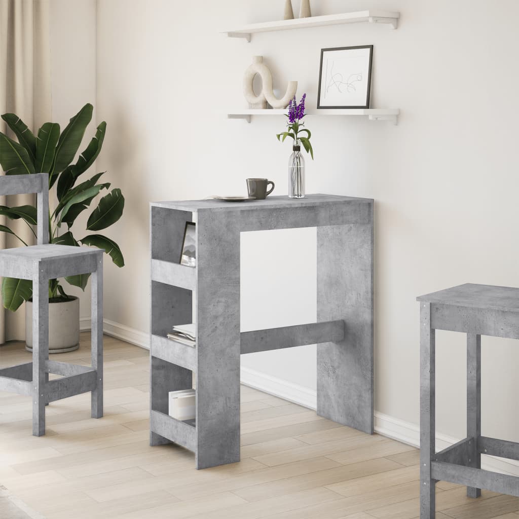 HKH Mesa de Bar con Estantes de Madera Aglomerada Gris Cemento