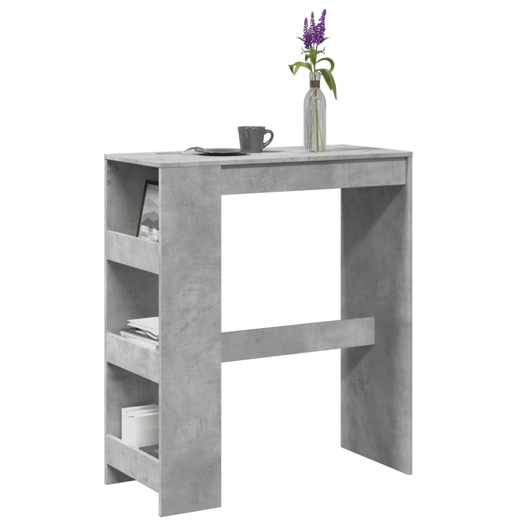 HKH Mesa de Bar con Estantes de Madera Aglomerada Gris Cemento