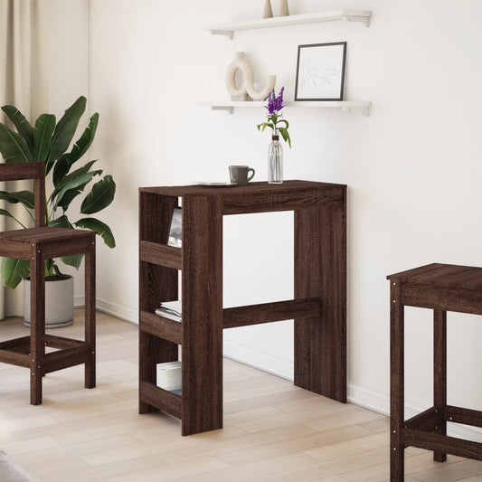 Mesa de bar HKH con estantes de madera de ingeniería marrón roble