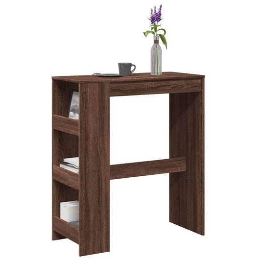 Mesa de bar HKH con estantes de madera de ingeniería marrón roble