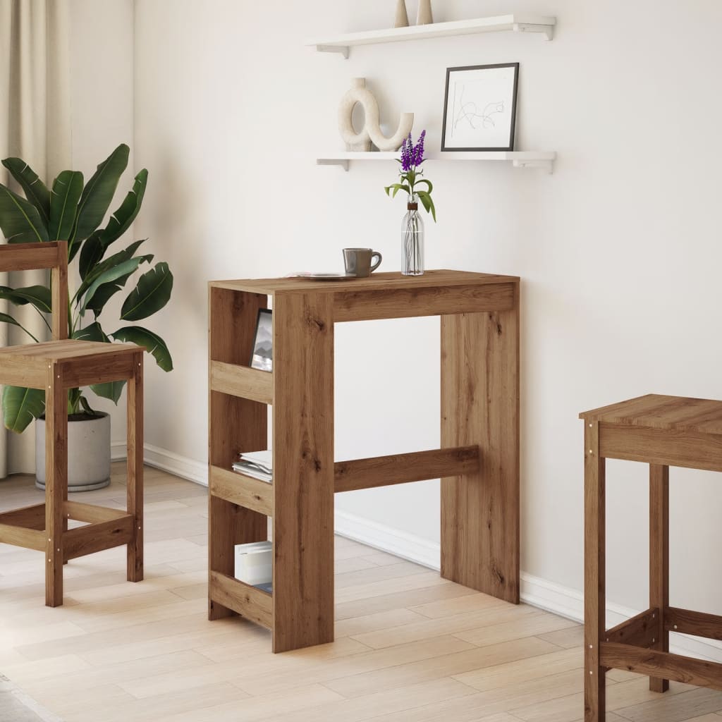 HKH Mesa de Bar con Estantes de Madera Aglomerada Artesanal en Roble