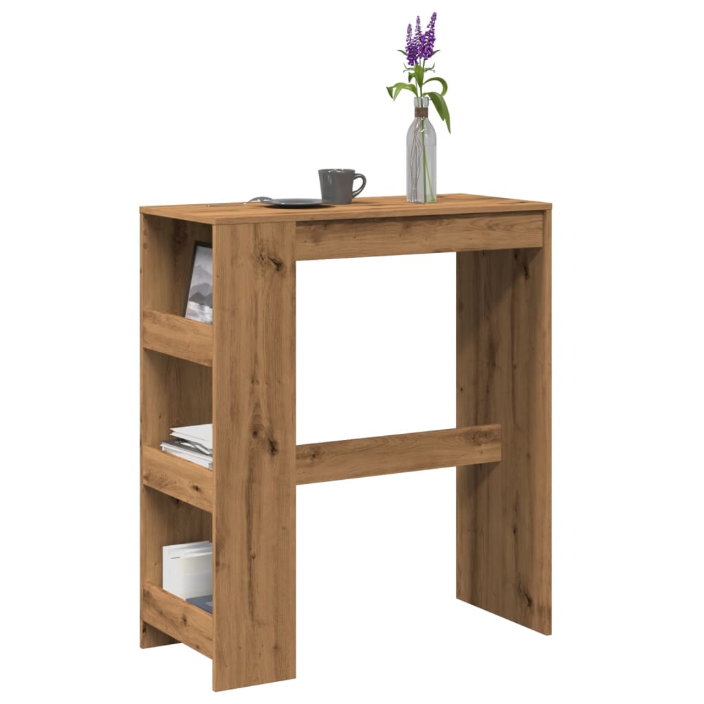 HKH Mesa de Bar con Estantes de Madera Aglomerada Artesanal en Roble