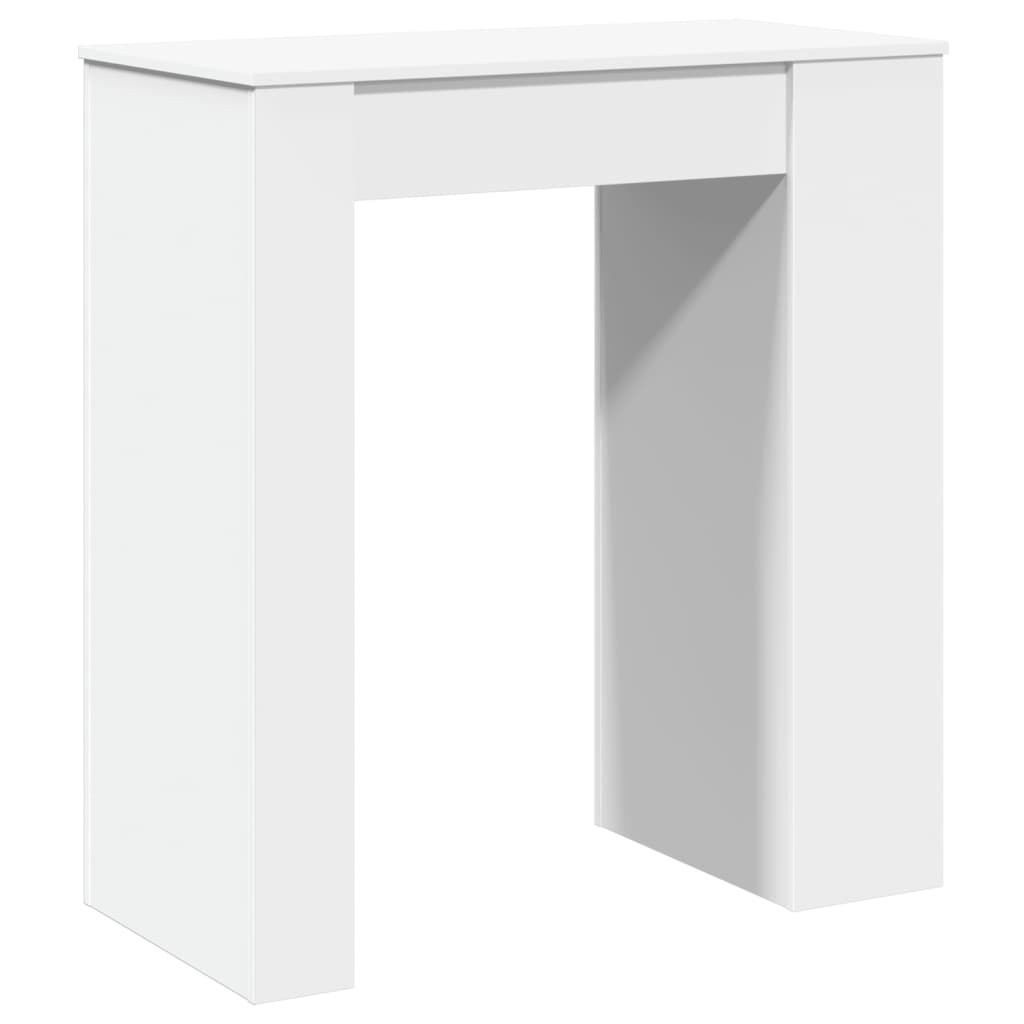 HKH Mesa de Bar com Prateleiras em Derivados de Madeira - Branco