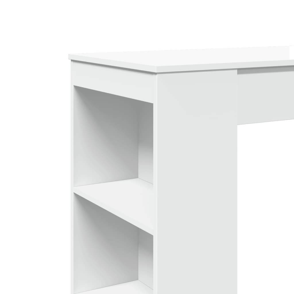 HKH Mesa de Bar com Prateleiras em Derivados de Madeira - Branco