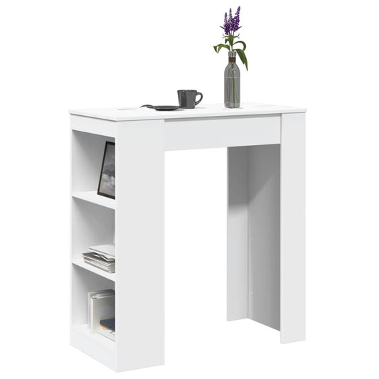 HKH Mesa de Bar com Prateleiras em Derivados de Madeira - Branco