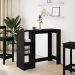 HKH Mesa de Bar com Prateleiras em Derivados de Madeira - Preto