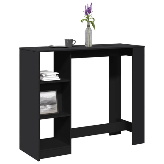 HKH Mesa de Bar com Prateleiras em Derivados de Madeira - Preto