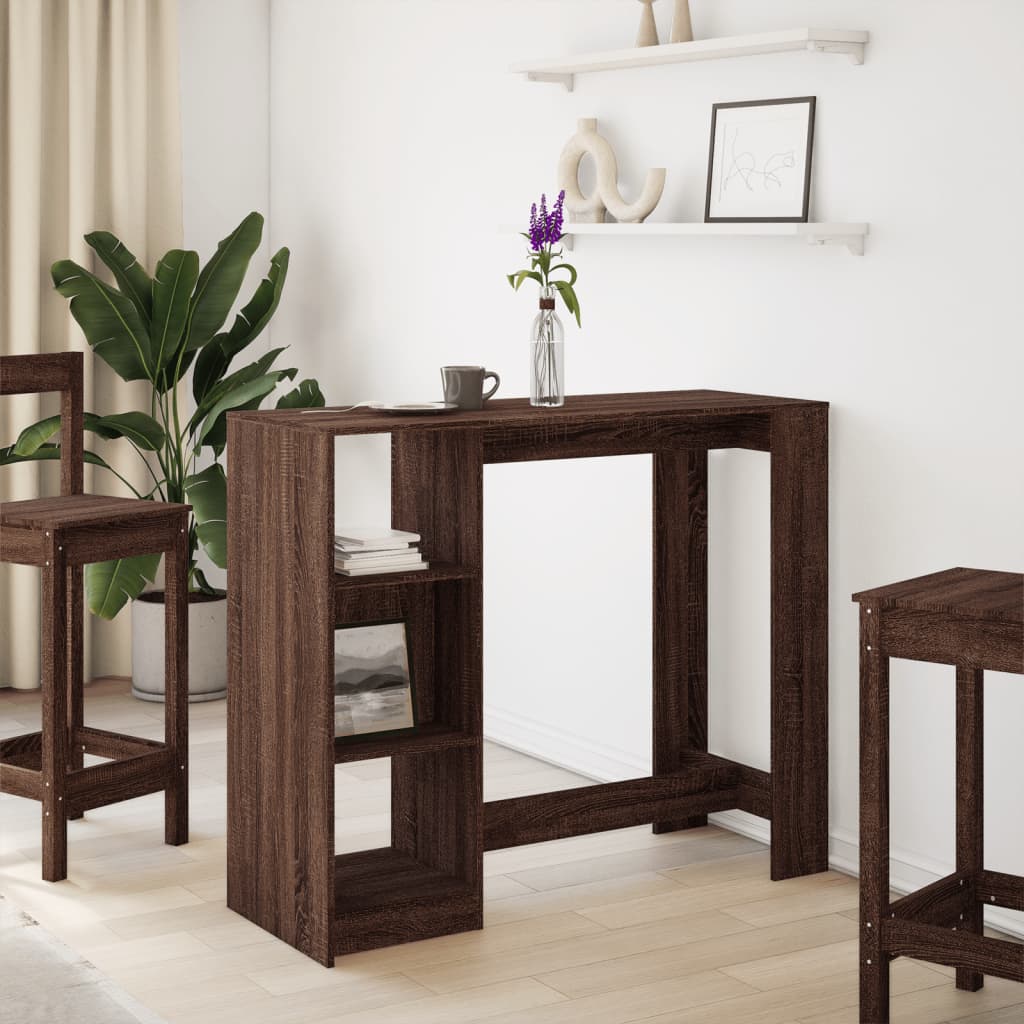 Mesa de bar HKH con estantes de madera de ingeniería marrón roble