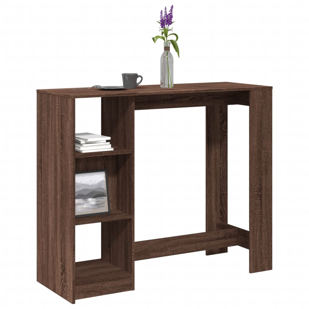 Mesa de bar HKH con estantes de madera de ingeniería marrón roble