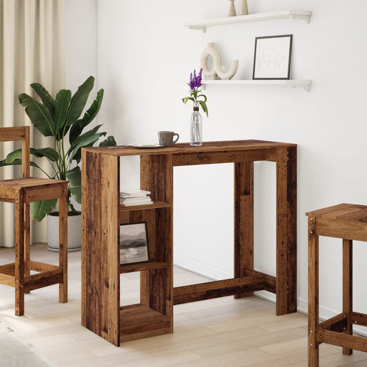 HKH Mesa de Bar con Estantes de Aglomerado - Madera Envejecida