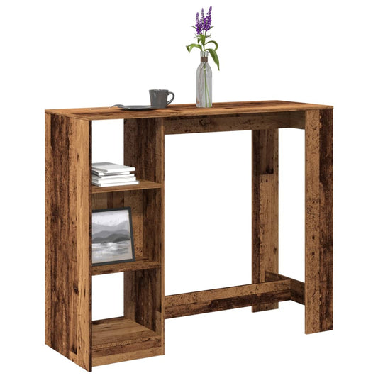 HKH Mesa de Bar con Estantes de Aglomerado - Madera Envejecida