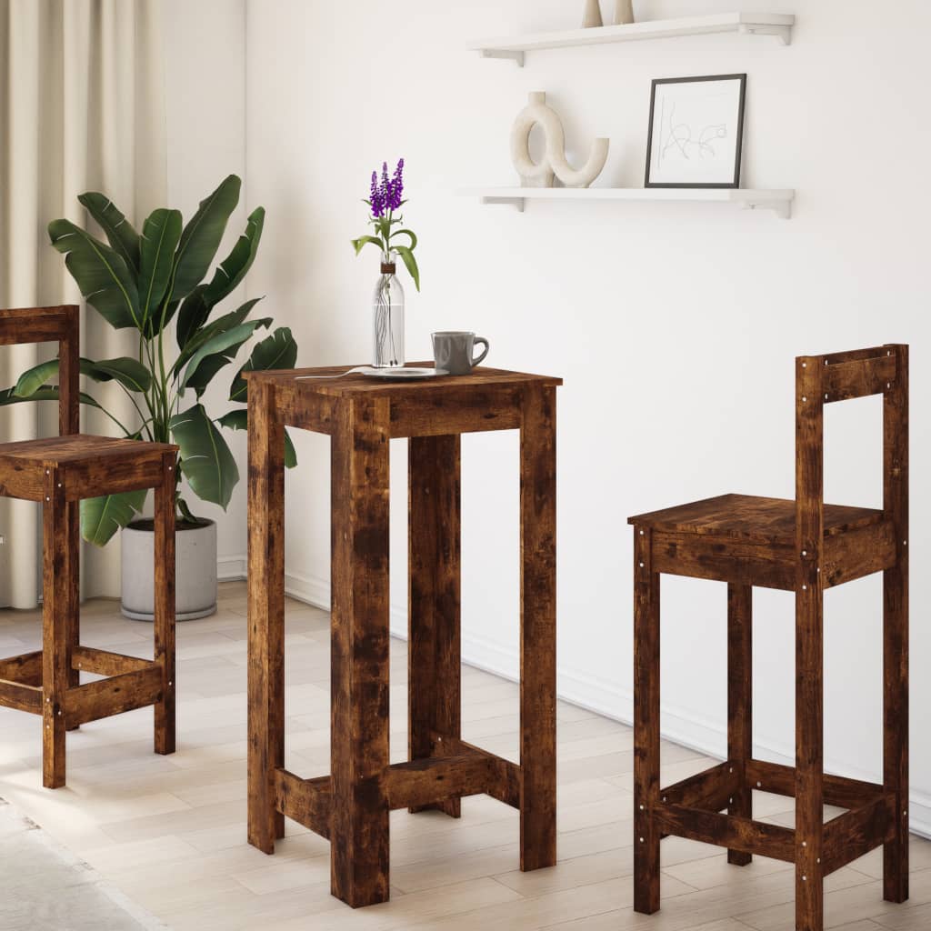 HKH Mesa de Bar de Madera Aglomerada Ahumada en Roble