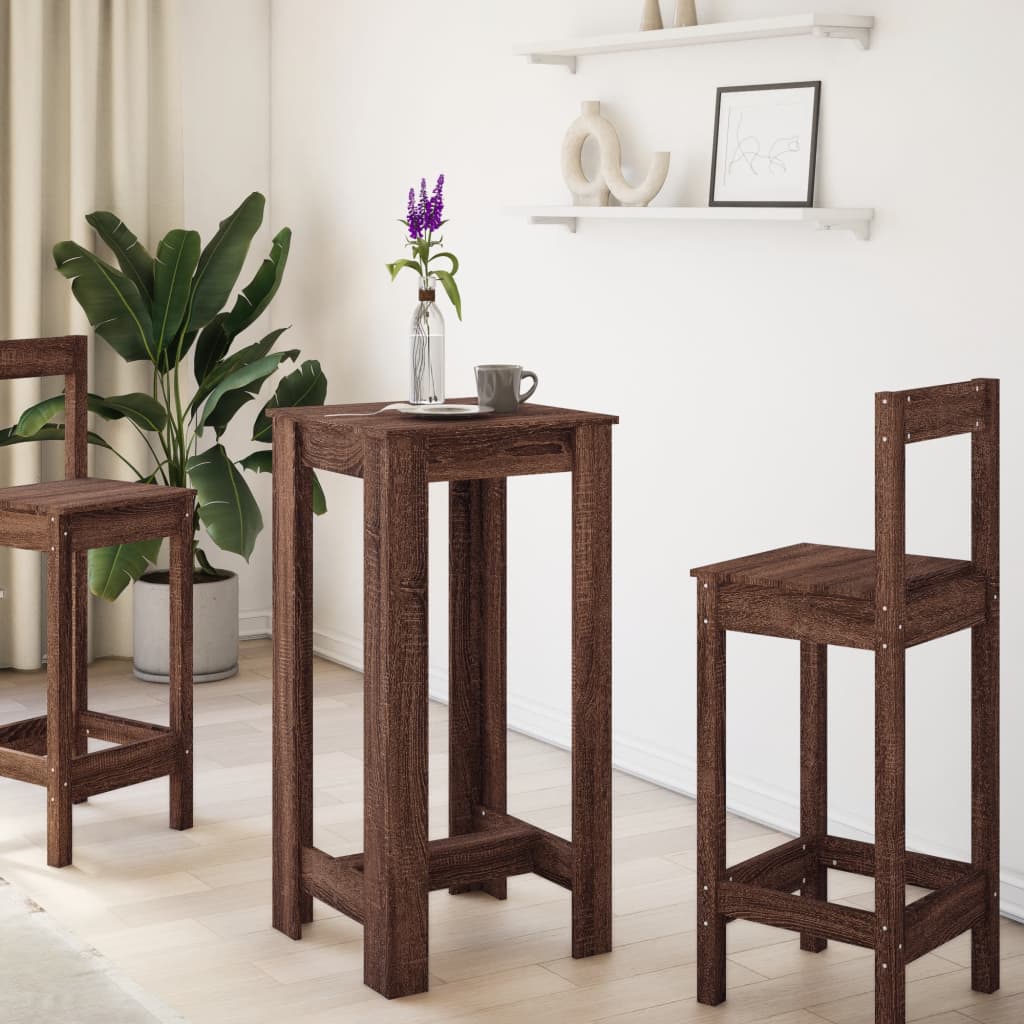HKH Mesa de bar en derivados de madera marrón roble