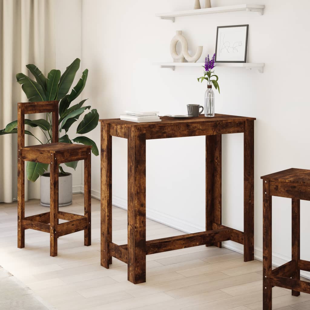 HKH Mesa de Bar de Madera Aglomerada Ahumada en Roble