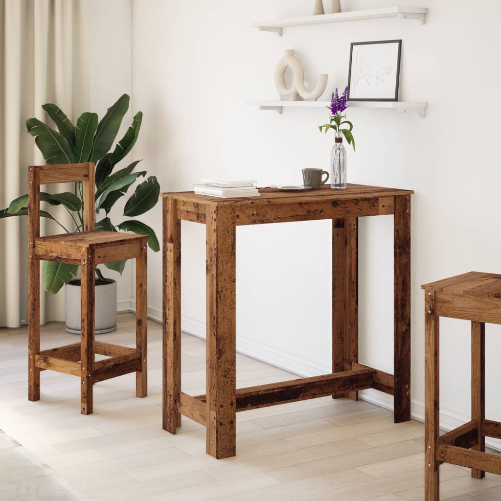 Mesa de bar HKH de madera de ingeniería, madera envejecida