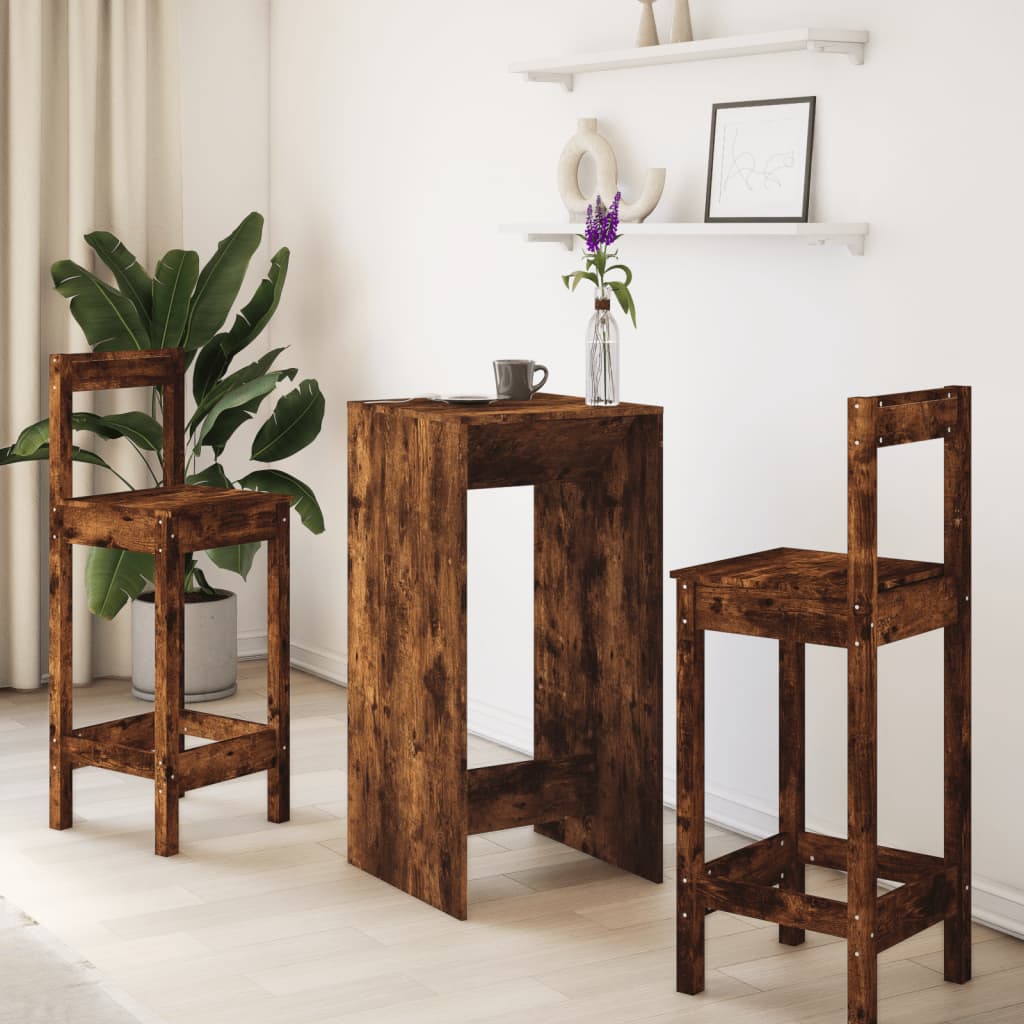 HKH Mesa de Bar de Madera Aglomerada Ahumada en Roble