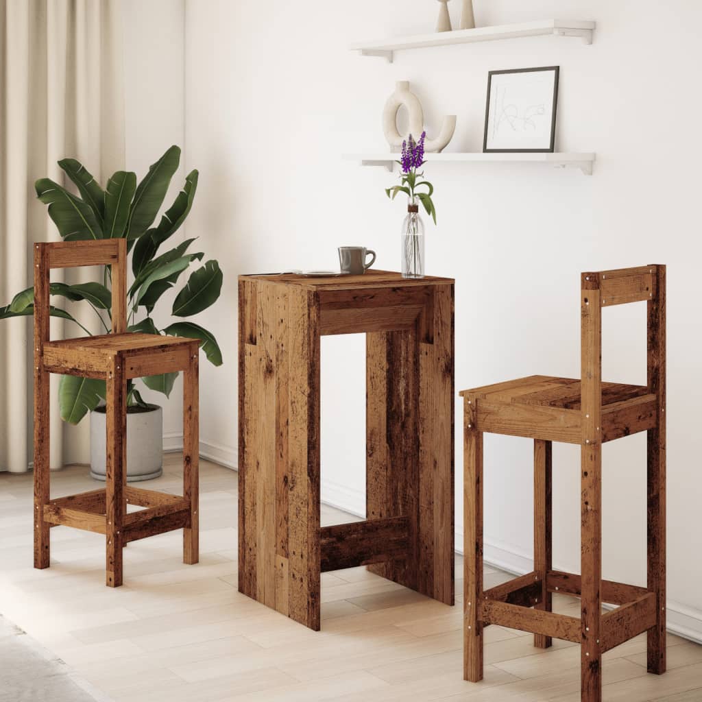 Mesa de bar HKH de madera de ingeniería, madera envejecida