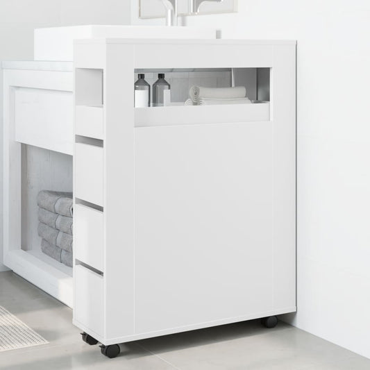 HKH Armário de WC Estreito com Rodas - Branco