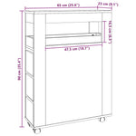 HKH Mueble de baño estrecho con ruedas - Blanco