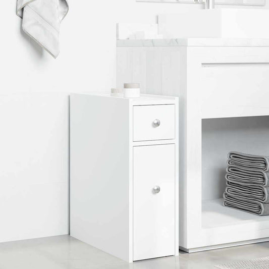 HKH Aparador de WC Estreito com Rodas - Branco