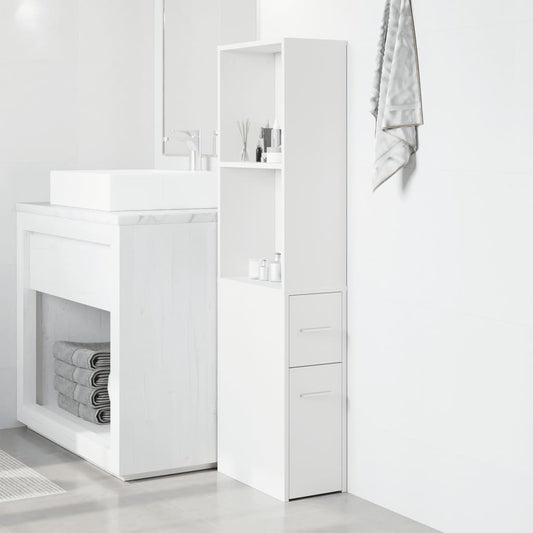 HKH Aparador de WC Estreito com Rodas - Branco