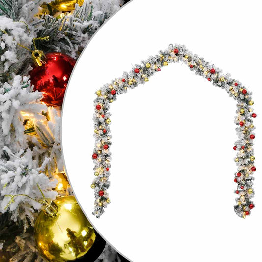 HKH Grinalda de Natal com Enfeites e Luzes LED Verde em PVC