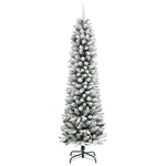 HKH Árvore de Natal Artificial Fina com Neve e Pé em PVC