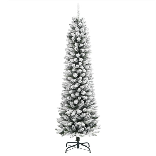HKH Árvore de Natal Artificial Fina com Neve e Pé em PVC