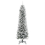 HKH Árvore de Natal Artificial Fina com Neve e Pé em PVC