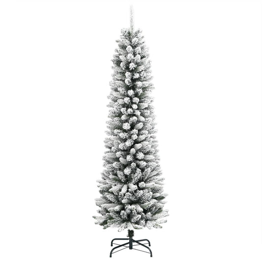 HKH Árvore de Natal Artificial Fina com Neve e Pé em PVC
