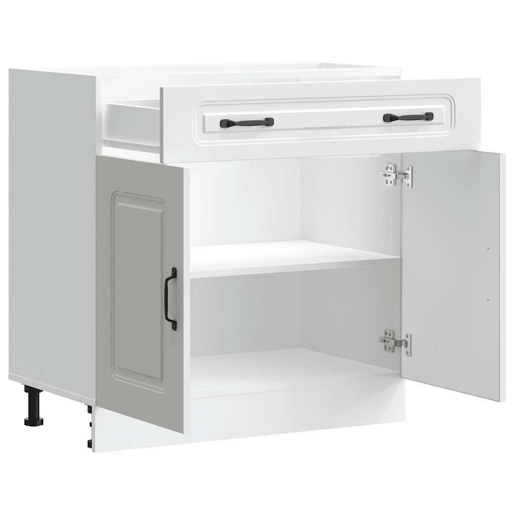 HKH Armário de Cozinha Baixo Kalmar em Madeira Artificial Branca