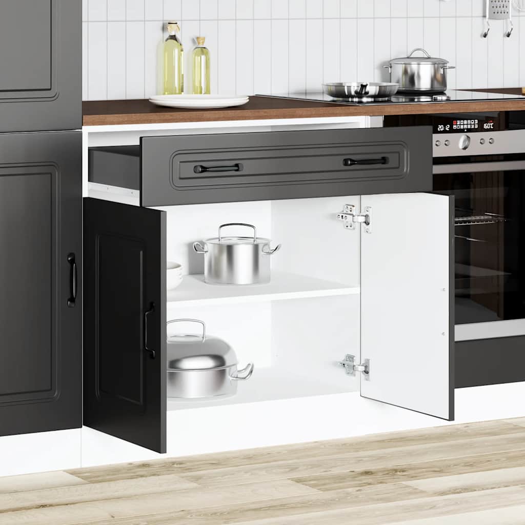 HKH Mueble bajo de cocina Kalmar en madera artificial - Negro