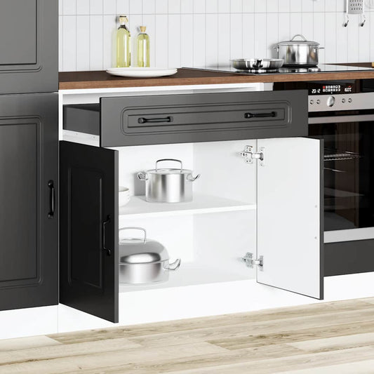 HKH Armário de Cozinha Baixo Kalmar em Madeira Artificial - Preto