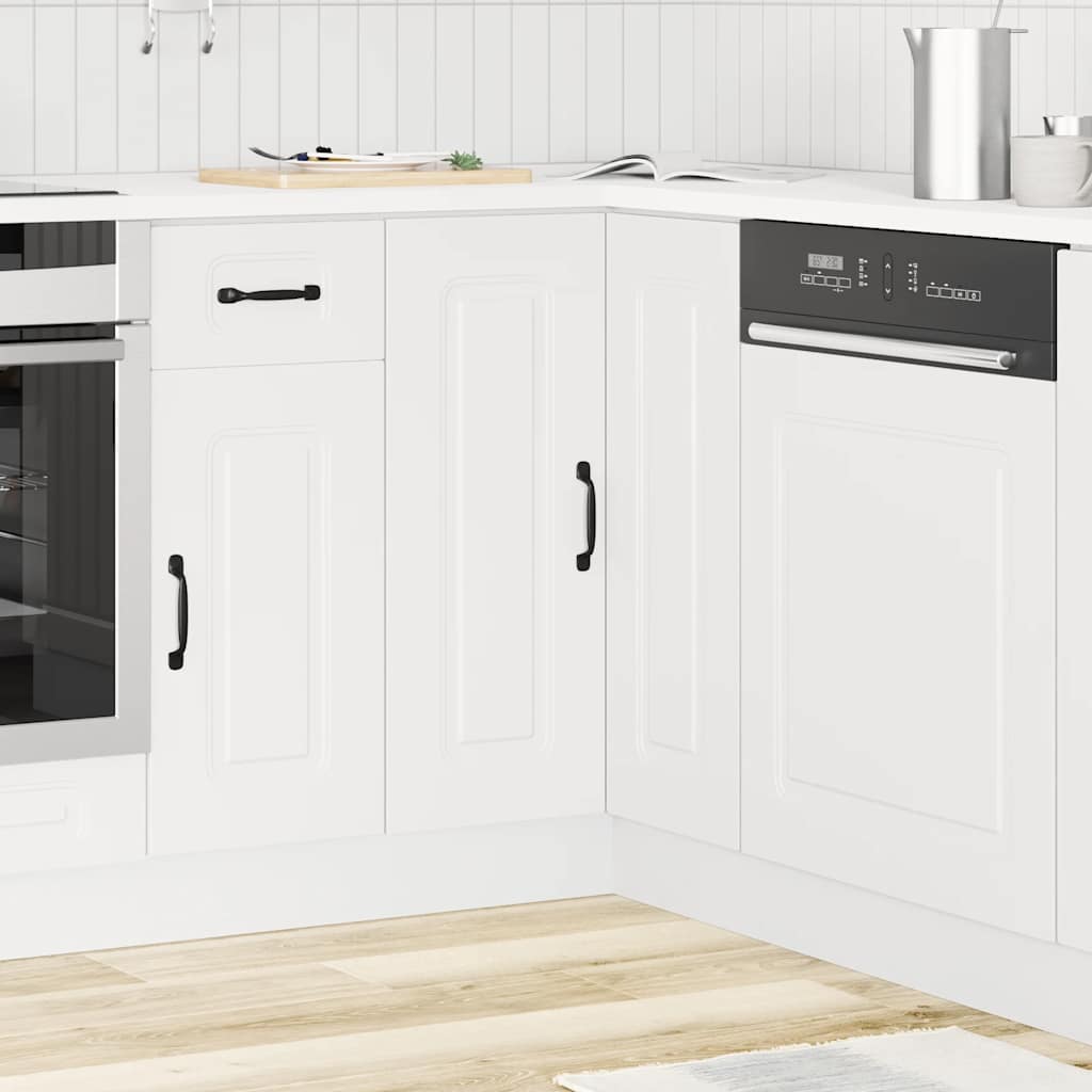 HKH Mueble Bajo de Esquina para Cocina Kalmar en Madera Artificial Blanca