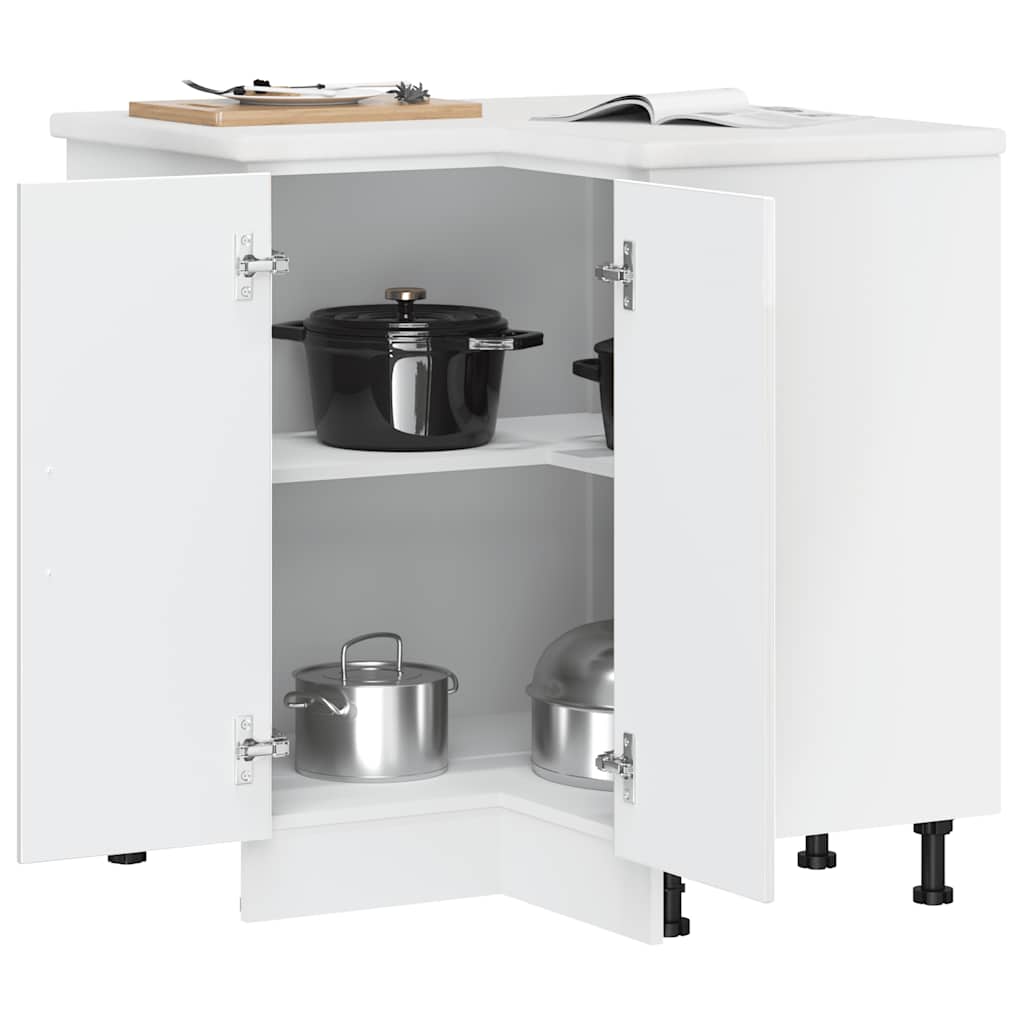 HKH Mueble bajo de cocina esquinero Kalmar Alto Brillo - Blanco