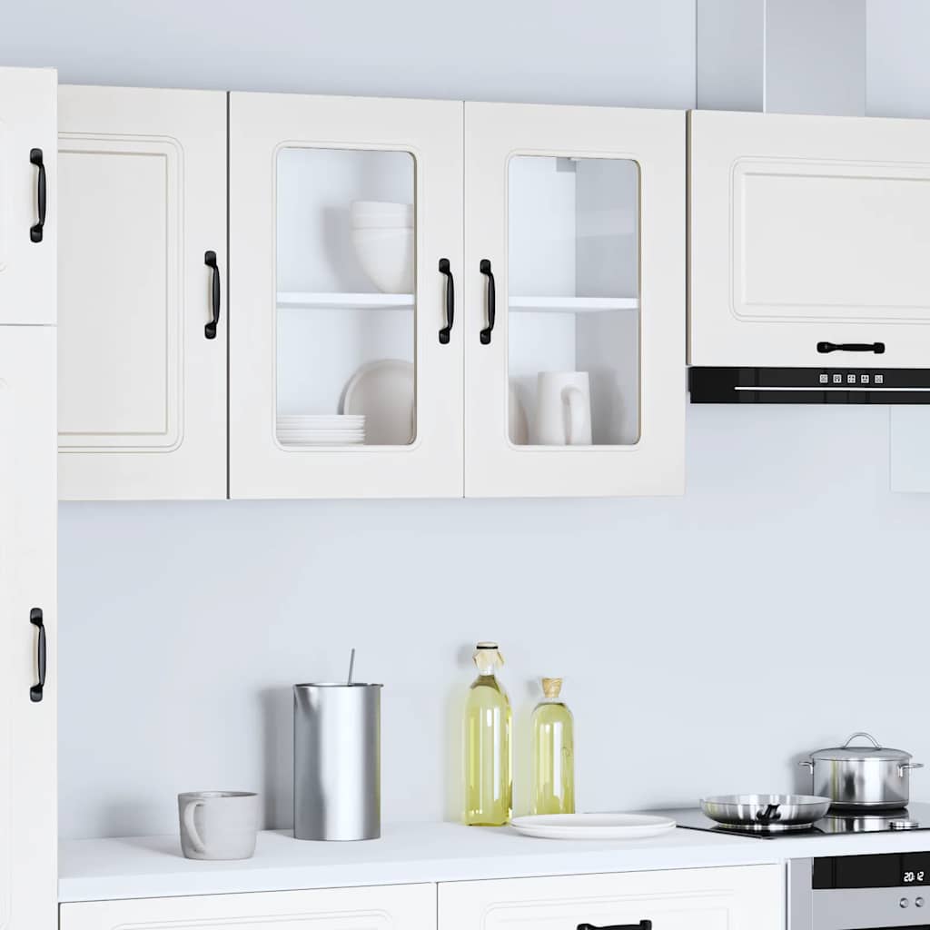 Mueble alto de cocina HKH con puerta de cristal Kalmar Blanco
