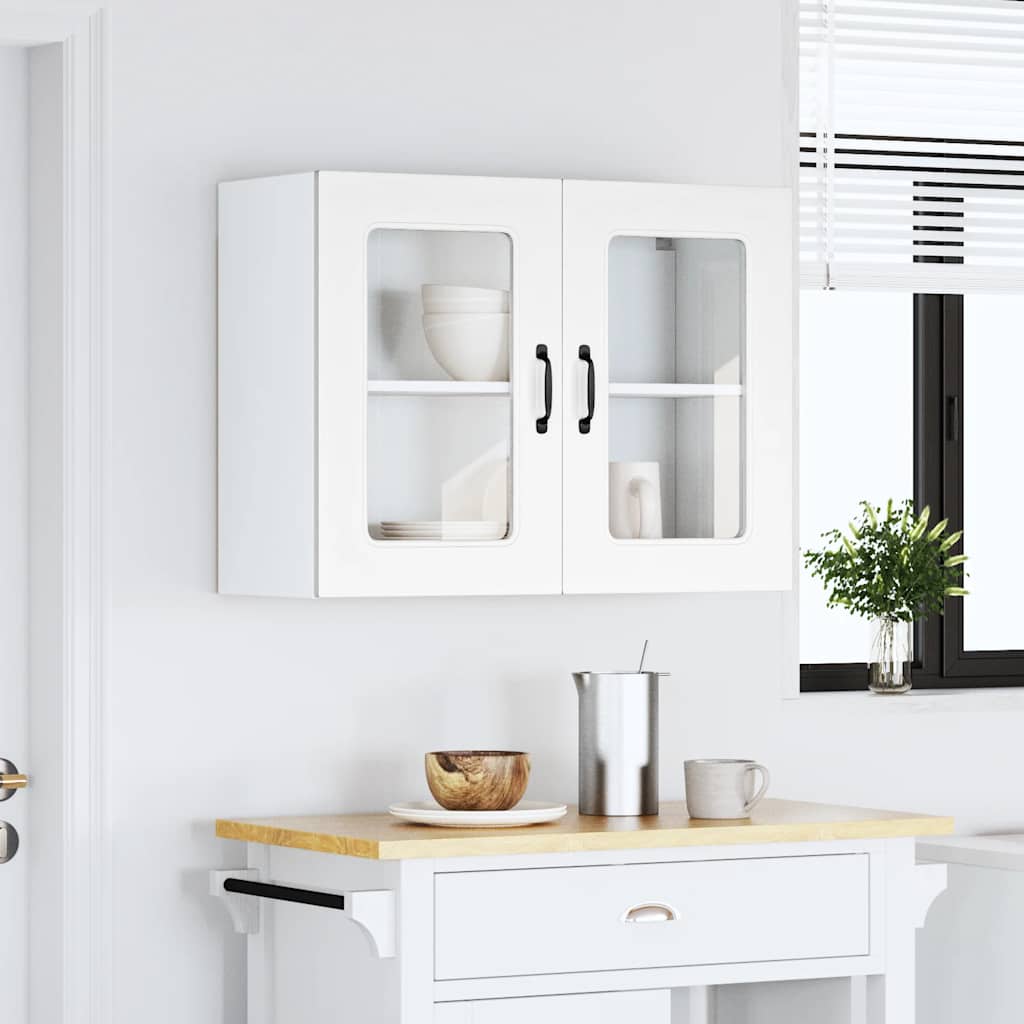 Mueble alto de cocina HKH con puerta de cristal Kalmar Blanco