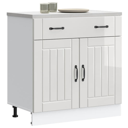 HKH Armário de Cozinha Baixo Lucca Brilhante - Branco