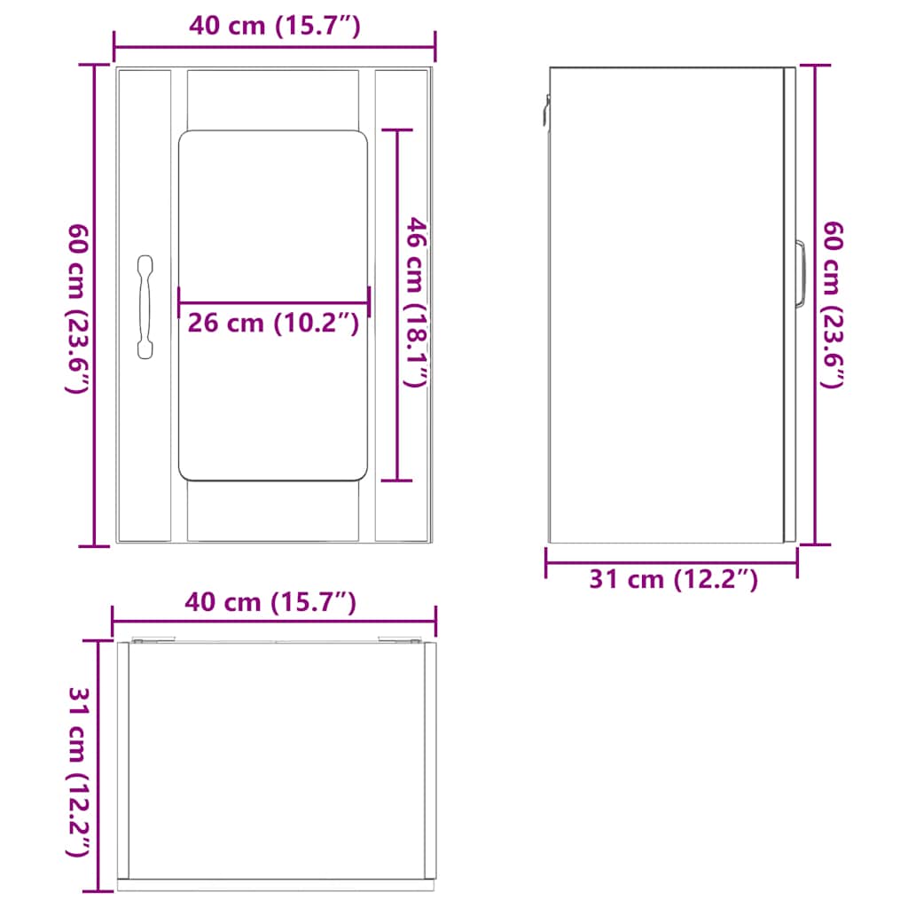 HKH Armario de Pared de Cocina Puerta de Cristal Lucca - Blanco
