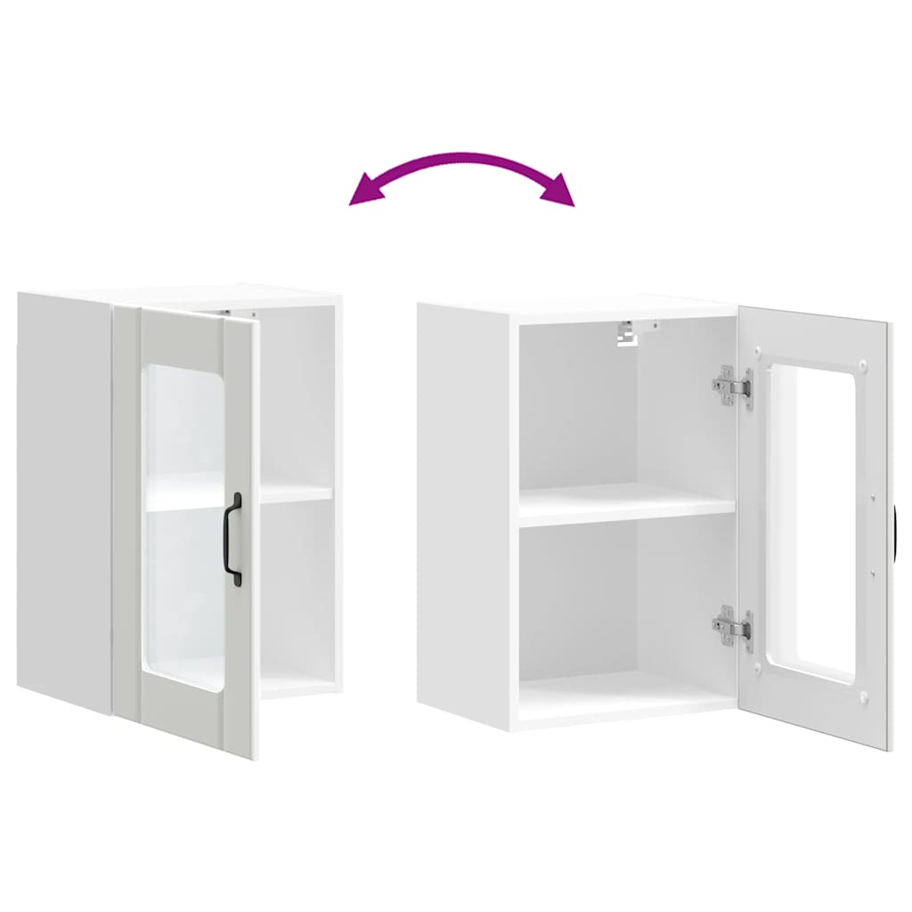 HKH Armario de Pared de Cocina Puerta de Cristal Lucca - Blanco