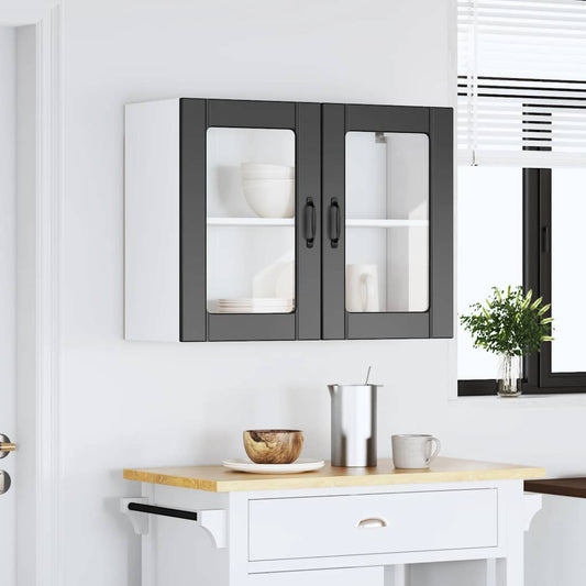 HKH Armário de Parede de Cozinha Porta em Vidro Lucca - Preto