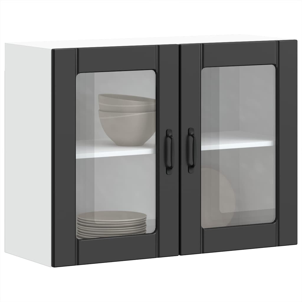 HKH Armário de Parede de Cozinha Porta em Vidro Lucca - Preto