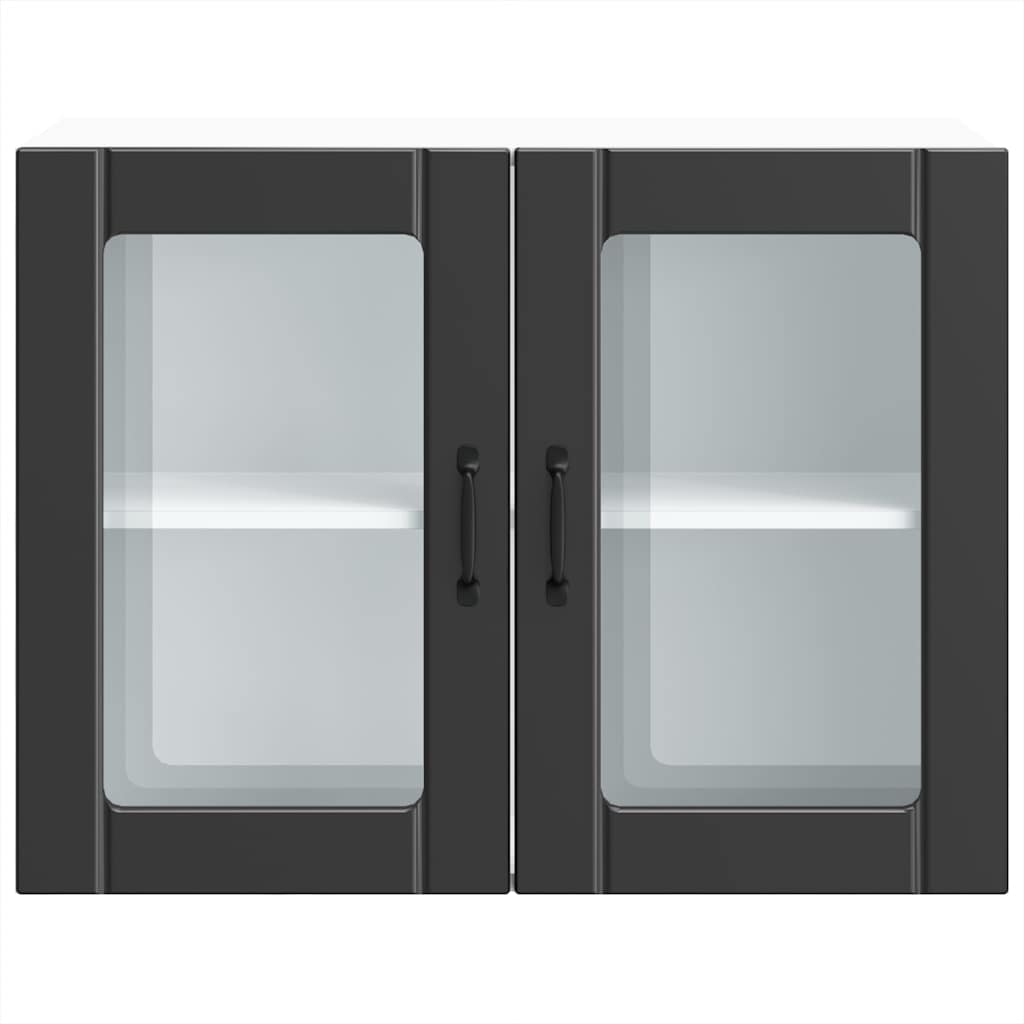 HKH Armário de Parede de Cozinha Porta em Vidro Lucca - Preto