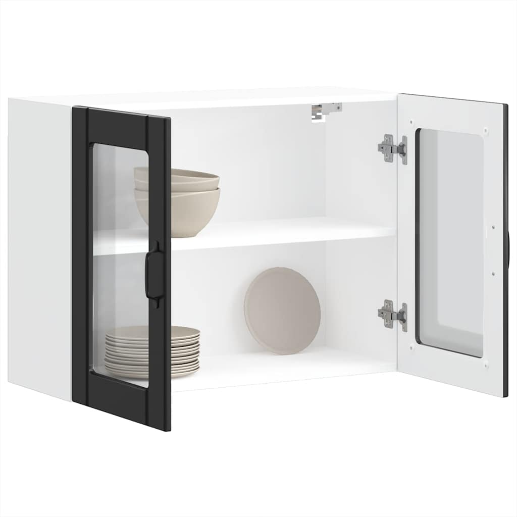 HKH Mueble de pared de cocina con puerta de cristal Lucca - Negro