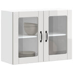 HKH Armário Parede de Cozinha Porta em Vidro Lucca Brilhante - Branco