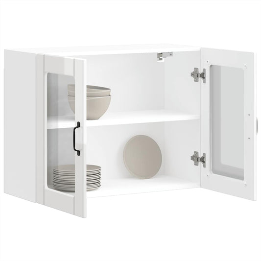 HKH Armário Parede de Cozinha Porta em Vidro Lucca Brilhante - Branco