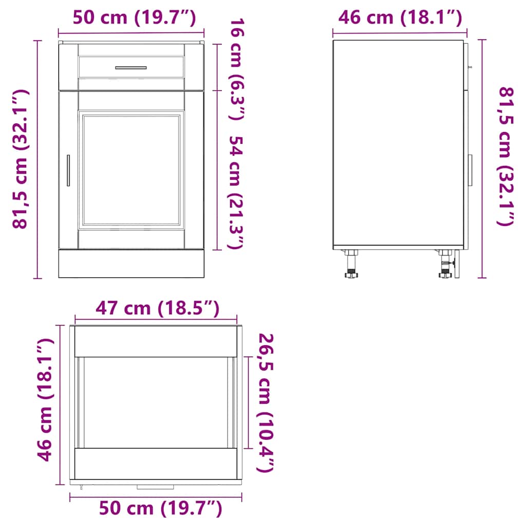 Mueble Bajo Cocina Oporto de Cemento - Gris