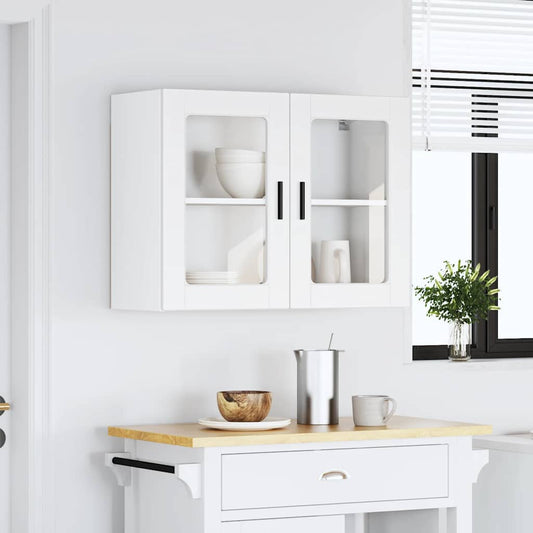 HKH Armário de Parede de Cozinha com Porta de Vidro Porto - Branco