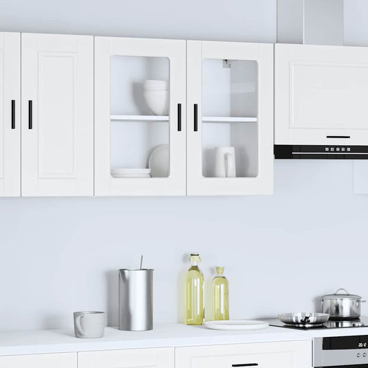 HKH Armário de Parede de Cozinha com Porta de Vidro Porto - Branco