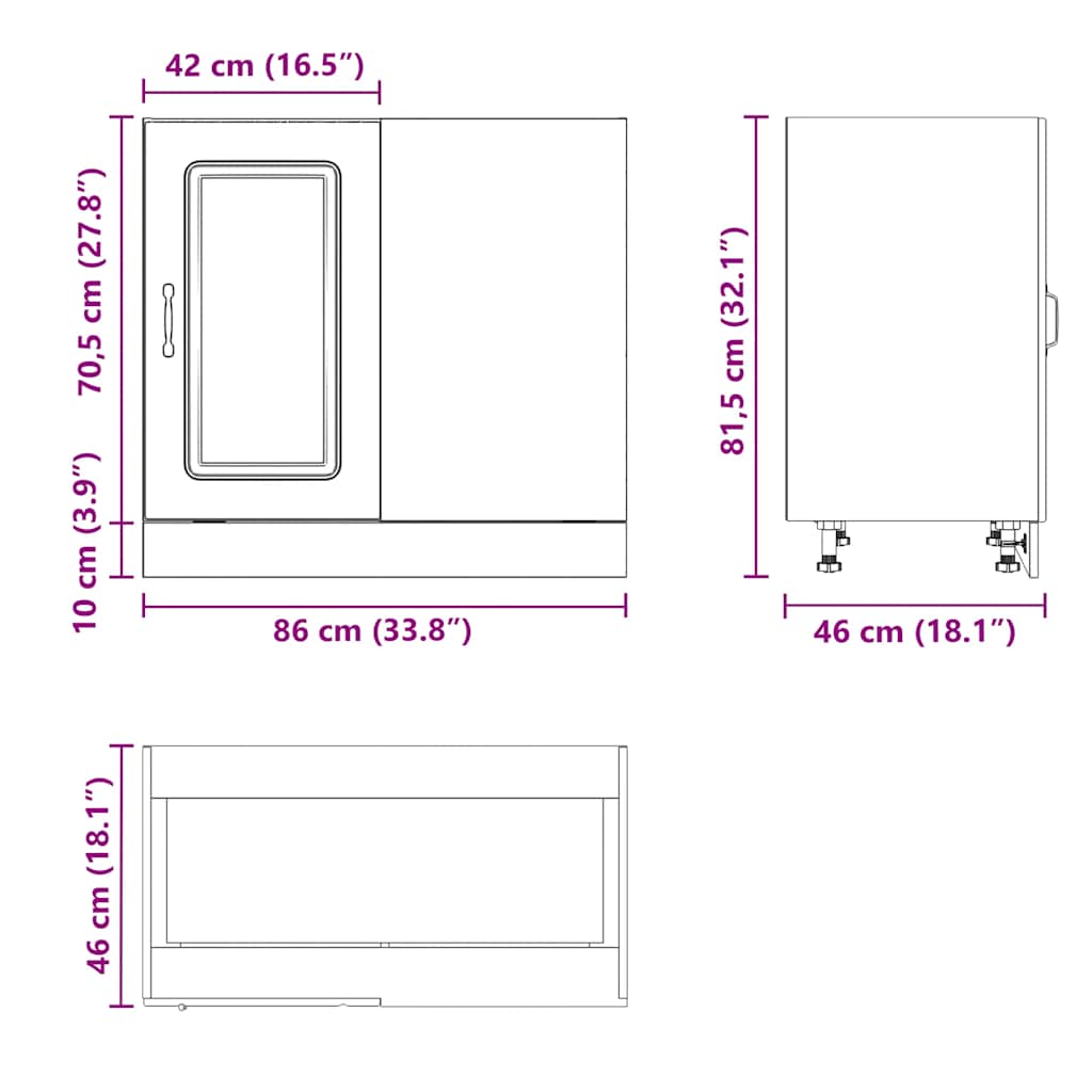 HKH Mueble bajo de cocina Kalmar de madera artificial blanca